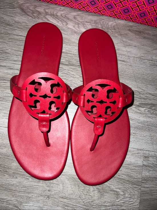Tory Burch Shoes - Tory Burch Miller Soft Calf Leather Sandals Sz 12 Red summer Luxe Resort vacay